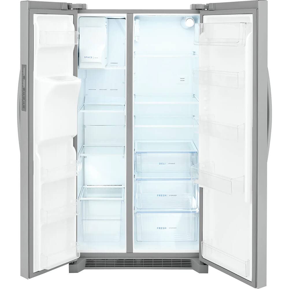 Frigidaire FRSC2333AS 36'' Freestanding Counter Depth Side by Side Refrigerator with 22.2 cu. ft. Capacity, Glass Shelves, Ice Maker, in Stainless Steel