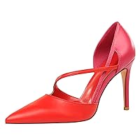 Women's Closed Pointed Toe Stiletto Strappy Elegant Dress Wedding Party Pumps Shoes Color Matching