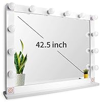 Nitin Hollywood Style Lighted Vanity Mirror, Tabletop Makeup Mirror with Dimmer Lights, Touch Control Large Cosmetic Mirror (White)