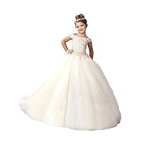 Flower Girls'Dress Beaded Tulee Princess Pageant Gowns