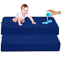 Waterproof Crib Sheets for Standard Crib Mattress, 2 Pack Navy Blue Crib Sheets, Ultra Soft Crib Mattress Sheets for Baby Boys & Baby Girls