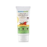 Mamaaearth's Ultra Light Natural Sunscreen Lotion SPF 50 PA+++ With Turmeric & Carrot Seed, 80ml