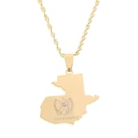 Stainless Steel Guatemala Map Flag Pendant Necklace for Women Men Jewelry Map of Guatemala