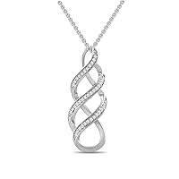 Amazon Essentials Women's Sterling Silver Diamond Twist Pendant Necklace (1/10 cttw), 18