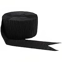 Premium Jet Black Crepe Paper Streamer - 81ft, 1 Piece - Perfect for Birthdays, Weddings, and Events