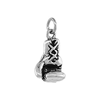 Sterling Silver Boxing Glove Necklace Antiqued finish 3/4 inch, 16-30 inch 1 mm Box Chain