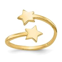 14k Yellow Gold Polished Star Toe Ring Jewelry for Women