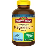 NatureMade Extra Strength Magnesium 400 mg for Bone Health, 1-Pack of 180 Softgels