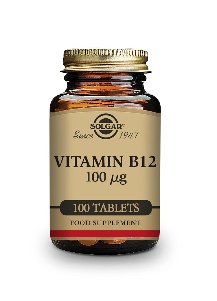 Solgar Vitamin B12 100 mcg, 100 Tablets - Energy Metabolism, Heart Health, Healthy Nervous System - Non-GMO, Vegan, Gluten Free, Dairy Free, Kosher, Halal - 100 Servings