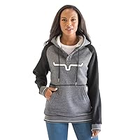 Kimes Ranch Women's Amigo Logo Casual Draw-String Long Sleeve Buttoned Hoodie/Charcoal