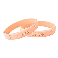 Fundraising For A Cause | Peach Uterine Cancer Awareness Bracelet – Peach Ribbon Cancer Awareness Silicone Bracelet for Adults (1 Bracelet)