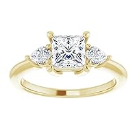 925 Silver,10K/14K/18K Solid Yellow Gold Handmade Engagement Ring 1.0 CT Princess Cut Moissanite Diamond Solitaire Wedding/Gorgeous Gifts for/Her Wife Rings
