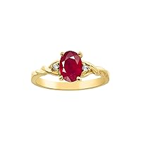 Timeless 14K Yellow Gold Birthstone Ring - 7X5MM Oval Gemstone & Sparkling Diamonds - Women's Jewelry, Sizes 5-10