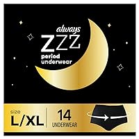 Always Zzzs Overnight Disposable Period Underwear for Women, Black Period Panties, Leakproof, Large/X- Large, 14 Count