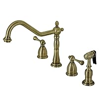 Kingston Brass KB1793BLBS Heritage Widespread Kitchen Faucet with Brass Sprayer, Polished Chrome