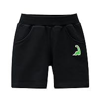Shorts and Suspenders for Boys Shorts Summer Cotton Casual Dinosaur Embroider Short Active Pants with Boys School