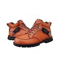 Genuine leather handmade trendy men's boots outdoor warmth and casual leather boots