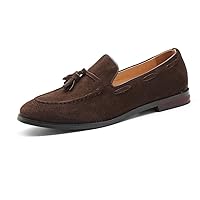 WEISHIMIBANG Men's Slip-on Business Shoes, Loafers, Suede Leather Shoes, Casual, Walking, Non-Slip, Breathable, Stylish, Large Size
