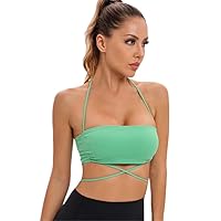 Womens Yoga Bra Wirefree Fitness Workout Halter Padded Sports Bra