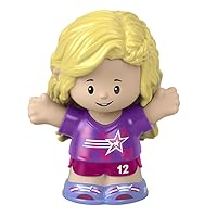 Fisher-Price Replacement Part Little People Sports Soccer Playset - HBW71 ~ Replacement Blonde Girl Figure ~ Wearing Purple and Pink Soccer Uniform ~ Works Great with Other playsets Too!