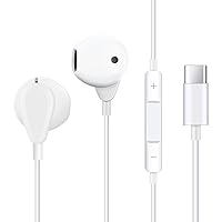 Coolden for Type C in-Ear Earbuds with Microphone Volume Control&Support Call HiFi Stereo USB C Headphones, Wired Earphones Compatible with Samsung Galaxy Z Flip 4 5G, Samsung Z Flip 3 5G, White