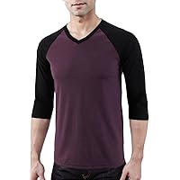 Men's Casual Vintage Slim Fit 3/4 Sleeve V-Neck Active Workout Baseball Jersey T Shirt