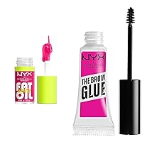 Fat Oil Lip Drip, Moisturizing, Shiny and Vegan Tinted Lip Gloss - Supermodel (Shimmering Magenta) & The Brow Glue, Extreme Hold Eyebrow Gel - Clear