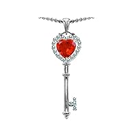 Sterling Silver Key To My Heart Heart Pendant