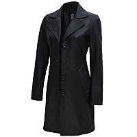 Decrum Womens Real Lambskin Leather Coats Stylish Casual Trench And Carcoat Style Long Jackets For Women