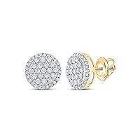 The Diamond Deal Sterling Silver Womens Round Diamond Cluster Earrings 1/10 Cttw