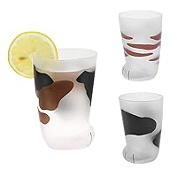 Cat Paw Cup 300 ml Heat resistant Cut Cat Paw Glass Matte Breakfast Matte Glass Cup Glass Cup for Birthday Gift 3 PCs Coffee Cup