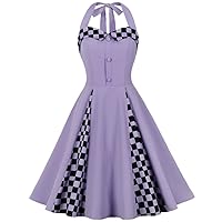 Women Summer Vintage Lace Up Halter Dress Ladies Ruched Gothic Rockabilly Tunic