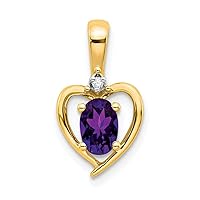 14k Yellow Gold Oval Polished Prong set Open back Diamond and Amethyst Pendant Necklace Measures 17x10mm Wide Jewelry for Women