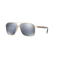 Versace Man Sunglasses Pale Gold Frame, Light Grey Gradient Grey Lenses, 59MM