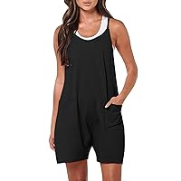 SNKSDGM Women's Romper Jumpsuits Casual Summer Beach Outfits Short Overall Jumpers with Pockets Loose Comfy Fashion Clothes