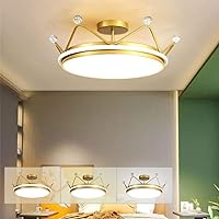 Kid's Room Cute Ceiling Lamps Creative LED Tricolor Lights Ceiling Lighting Colored Crown Decor Ceiling Lights Metal and Acrylic Close to Ceiling Light Fixtures for Child's Bedroom Study Room