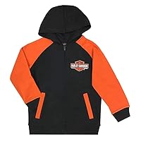 Harley-Davidson Big Boys' Bar & Shield Knit Zippered Hoodie, Black & Orange