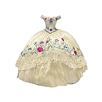 Mollybridal 2024 Flower Embroidered Ball Gown Quinceanera Wedding Dresses Mexican Off Shoulder Puffy for Women Prom Formal