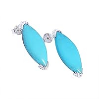 Sleeping Beauty Arizona Turquoise Gemstone 925 Solid Sterling Silver Stud Earring Designer Jewelry Gift For Her