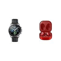 SAMSUNG Galaxy Watch 3 (41mm, GPS, Bluetooth, Unlocked LTE) Smart Watch - Mystic Silver Electronics Galaxy Buds Live, T, Mystic Red