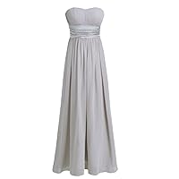 YiZYiF Women's Strapless Chiffon Bridesmaid Dress Long Prom Evening Gown