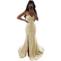 Mermaid Prom Dresses Spaghetti strapsparkly Sequined Formal Gowns and Evening Dresses for Women 2024