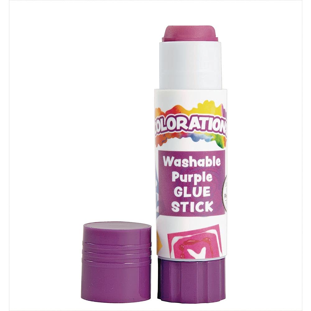 Colorations® Small Washable Disappearing Purple Glue Sticks in a Tray, Set of 12, Each 0.32 oz, Non Toxic & Acid Free, Easy to See Where it is Applied & Dries Clear, Use at School, Home or Office