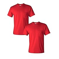Gildan Adult Ultra Cotton T-Shirt with Pocket, Style G2300, 2-Pack XL-Red/2pck