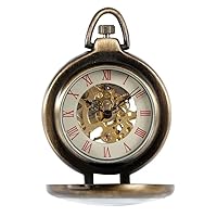 Clockwork Mechanical Pocket Watch Cool 180 Degree case Glass Cover Roman Numerals Gift