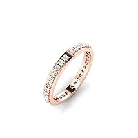 REAL-GEMS Couples Promise Ring Rose Gold 14k 0.47 CARAT Round Cut Eternity Diamond G VS1 Lab Created Sizable