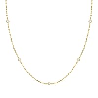 14K Gold Plated Station Necklace | Simulated Diamond BTY Necklace | Womens CZ Chain Necklace | Layering Necklaces