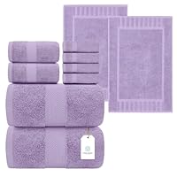 White Classic Luxury Lavender Bath Towel 8 Piece Set 2 Bath Towels | 2 Hand Towels | 4 Washcloths - Bath Mat Floor Towel 2 Piece Set 22