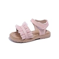 Girls Sandals Summer Beach Open Toe Sandal Lace Soft Rubber Sole Toddler Princess F𝐥a𝐭s Walking Shoes