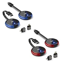 AIMIBO Wireless HDMI Transmitter and Receiver 4K 2 Pack, Wireless HDMI 2.4G/5G Video & Audio Extender for Laptop, Tablet, Camera, Blu-ray, TV Box to TV/Monitor/Projector 165FT/50M - Blue+Red